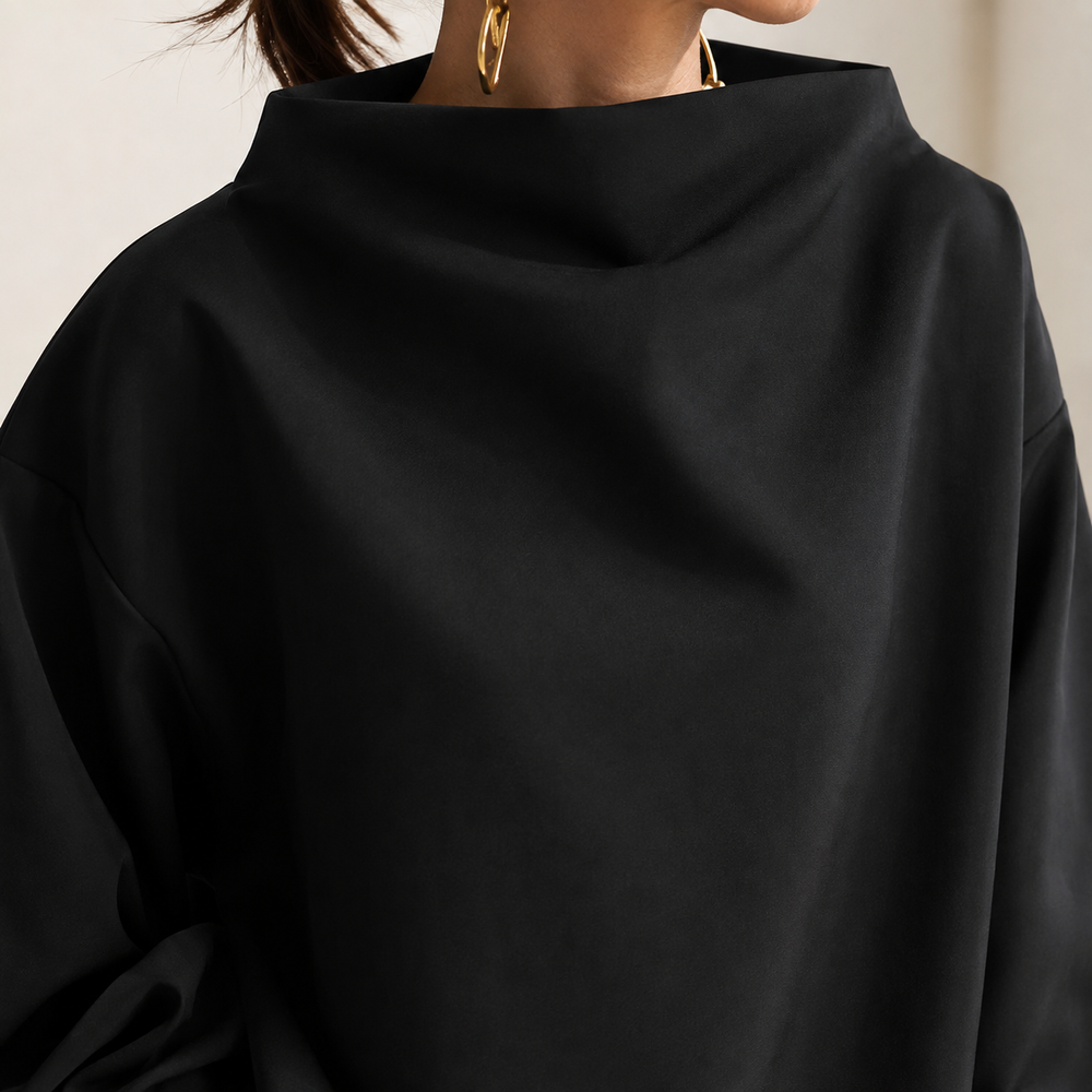 Funnel Neck Balloon Sleeve Sweater