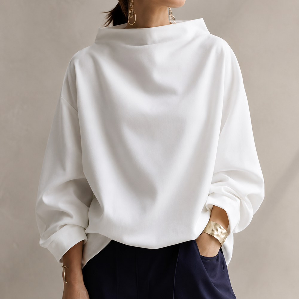 Funnel Neck Balloon Sleeve Sweater