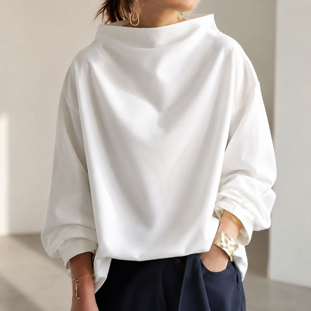 Funnel Neck Balloon Sleeve Sweater