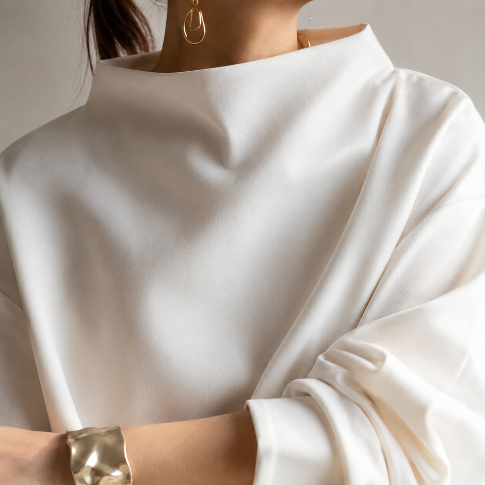 Funnel Neck Balloon Sleeve Sweater