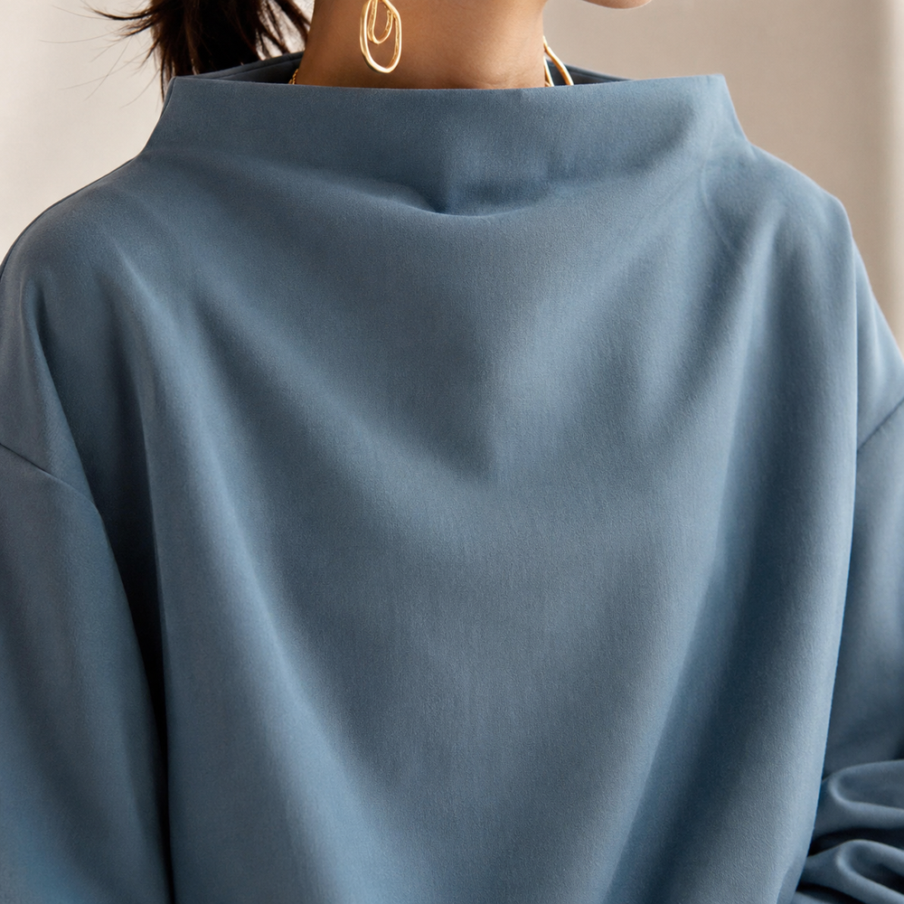 Funnel Neck Balloon Sleeve Sweater