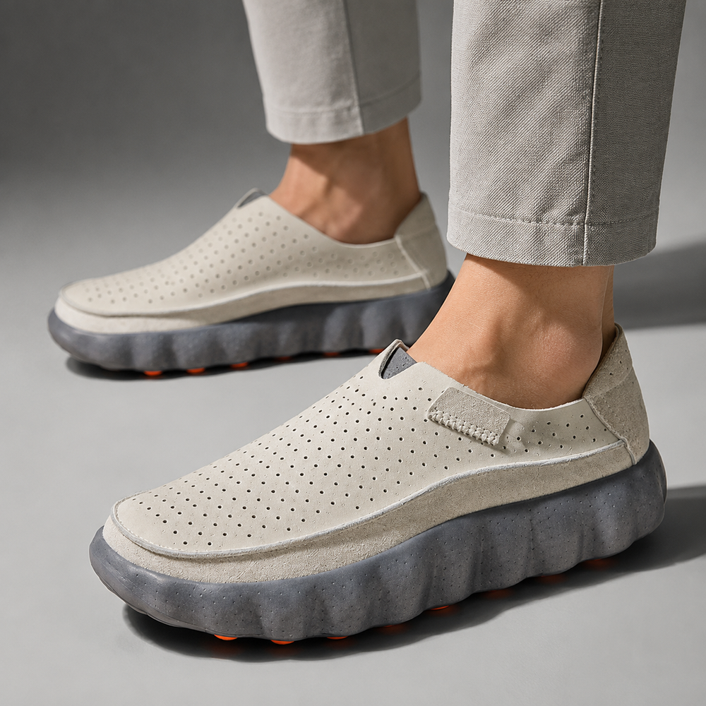 Men's Perforated Wave-Sole Slip-On Loafers