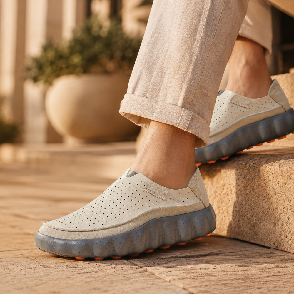 Men's Perforated Wave-Sole Slip-On Loafers