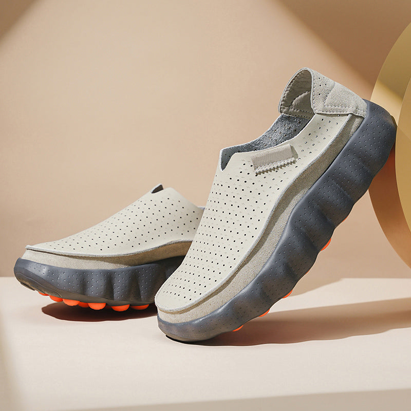 Men's Perforated Wave-Sole Slip-On Loafers