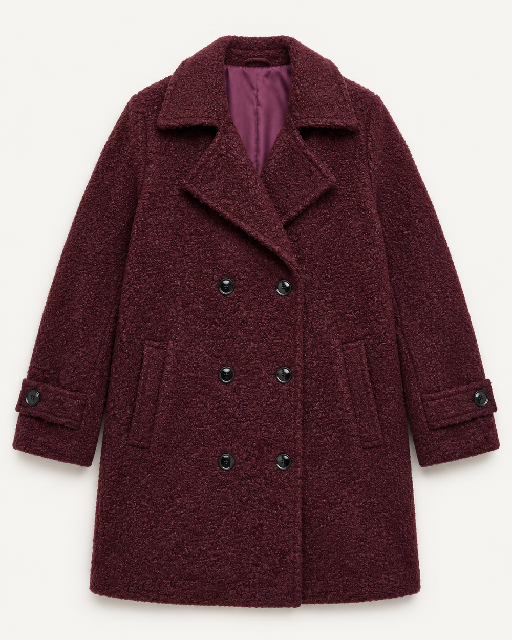 Double-Breasted Bouclé Coat
