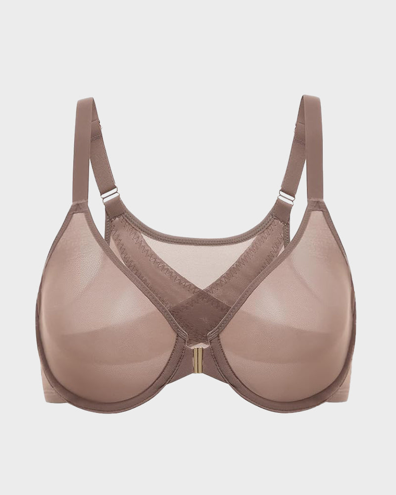 Front-Closure Mesh Support Bra