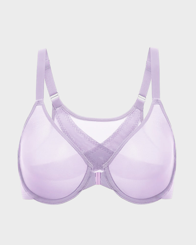 Front-Closure Mesh Support Bra