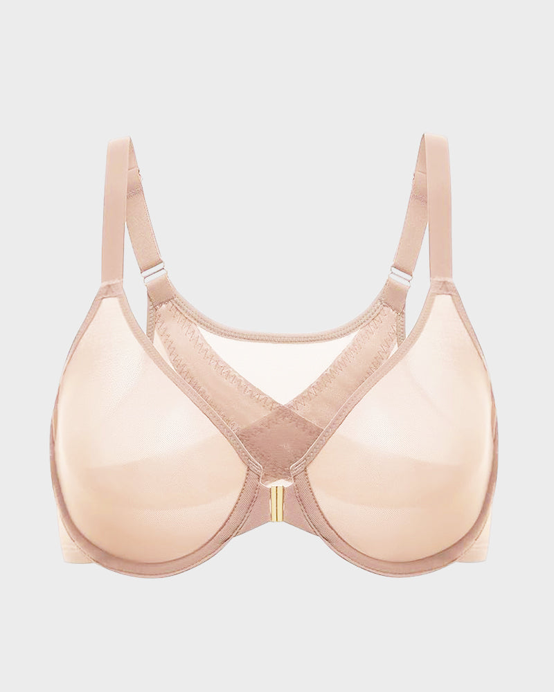 Front-Closure Mesh Support Bra