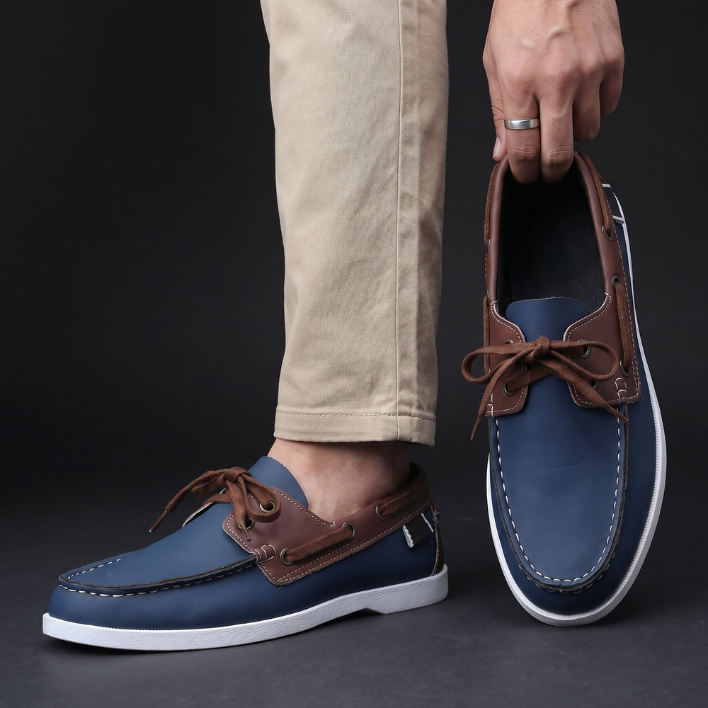 Men's Two-Tone Lace Boat Shoes