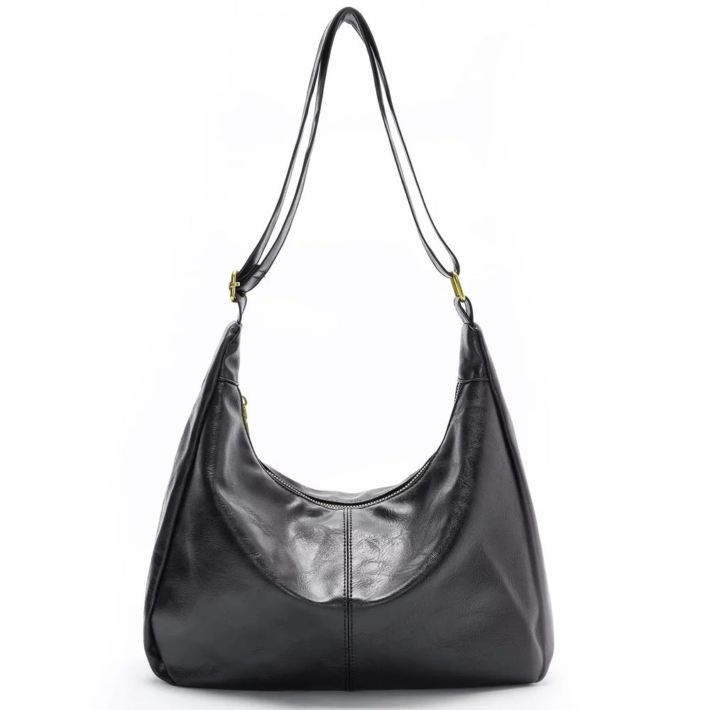 Slouchy Faux Leather Hobo Shoulder Bag
