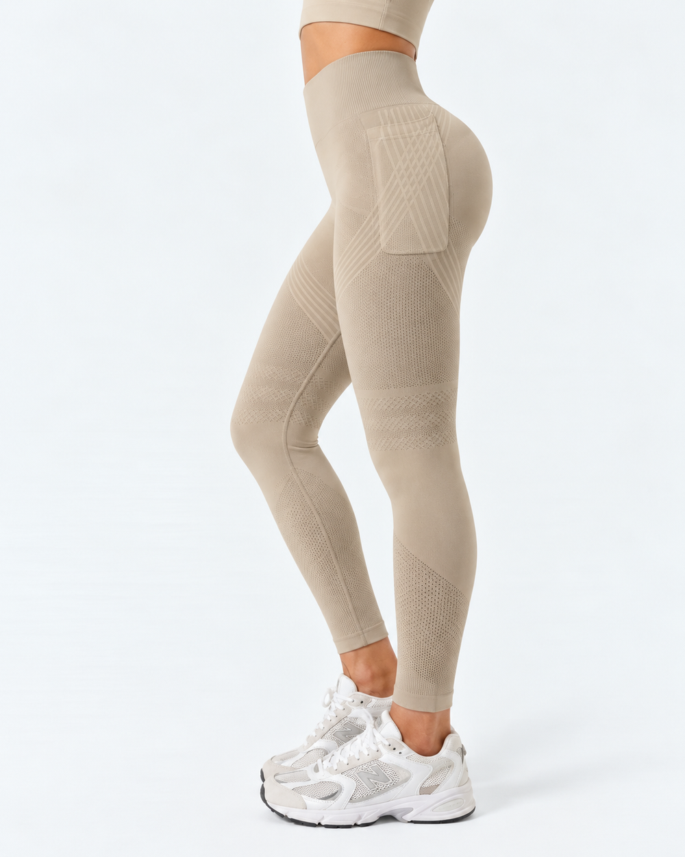 Textured High-Waist Leggings with Phone Pocket