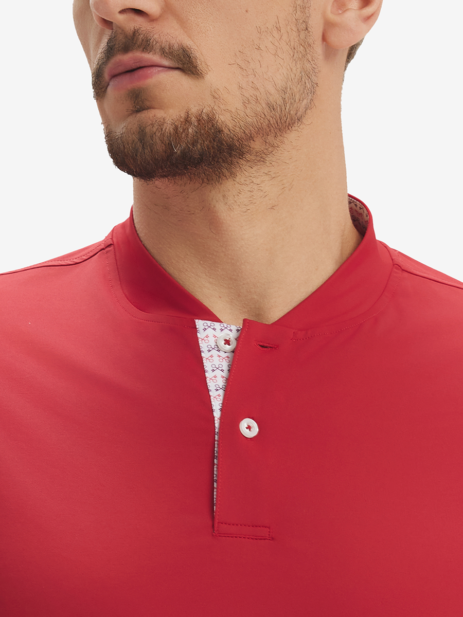 Men's Moisture-Wicking Band Collar Golf Henley