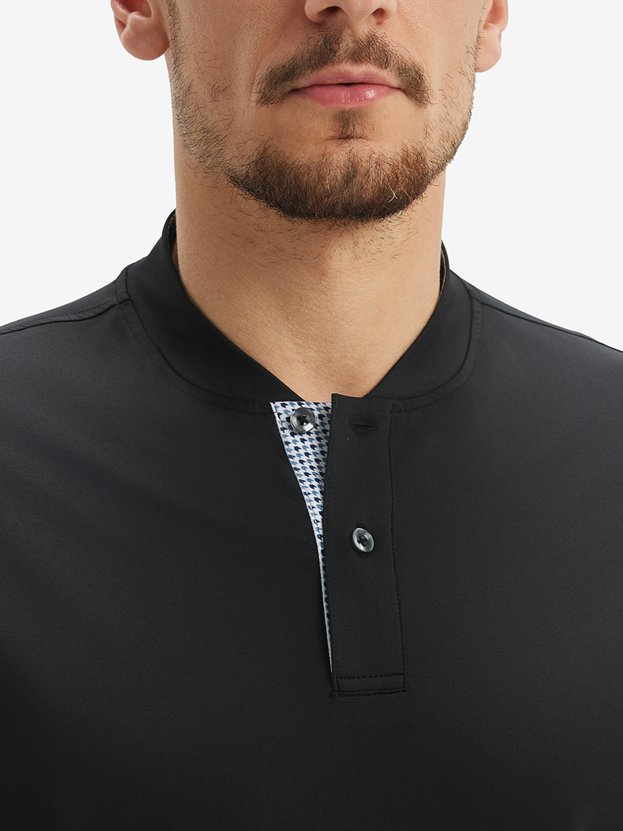 Men's Moisture-Wicking Band Collar Golf Henley