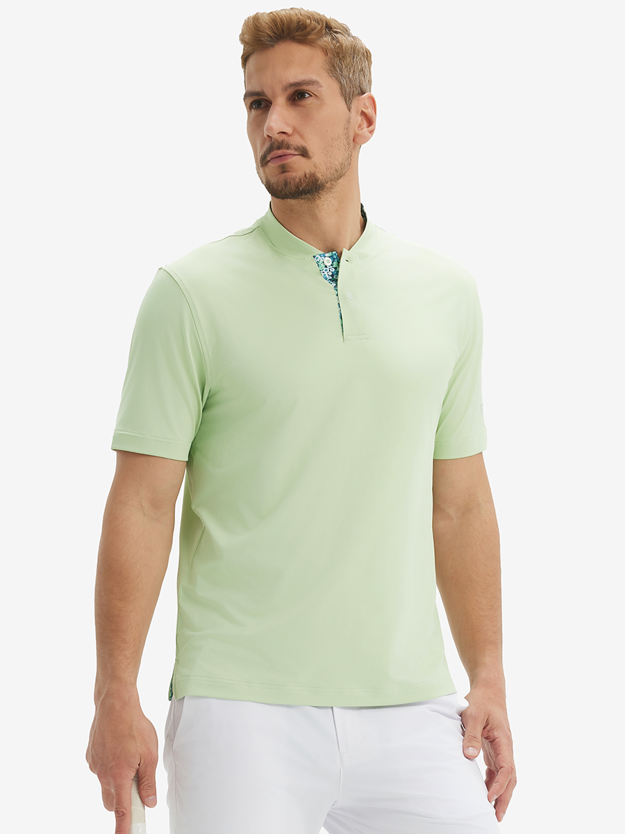 Men's Moisture-Wicking Band Collar Golf Henley