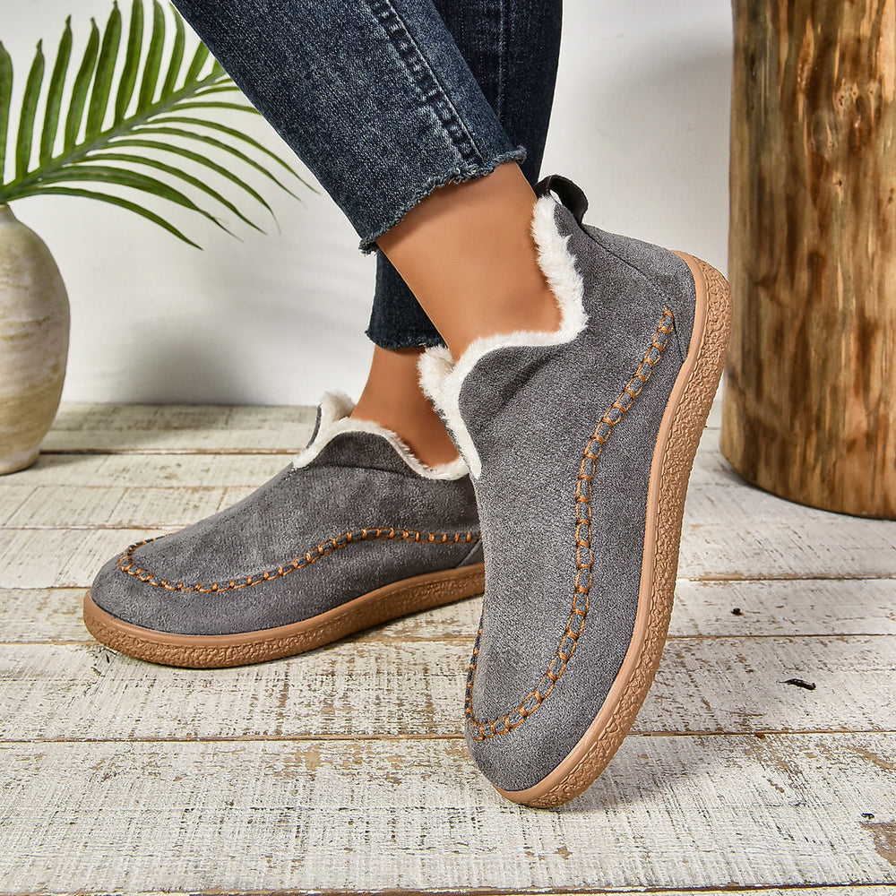 Cushioned Faux Fur-Lined Moc Ankle Booties