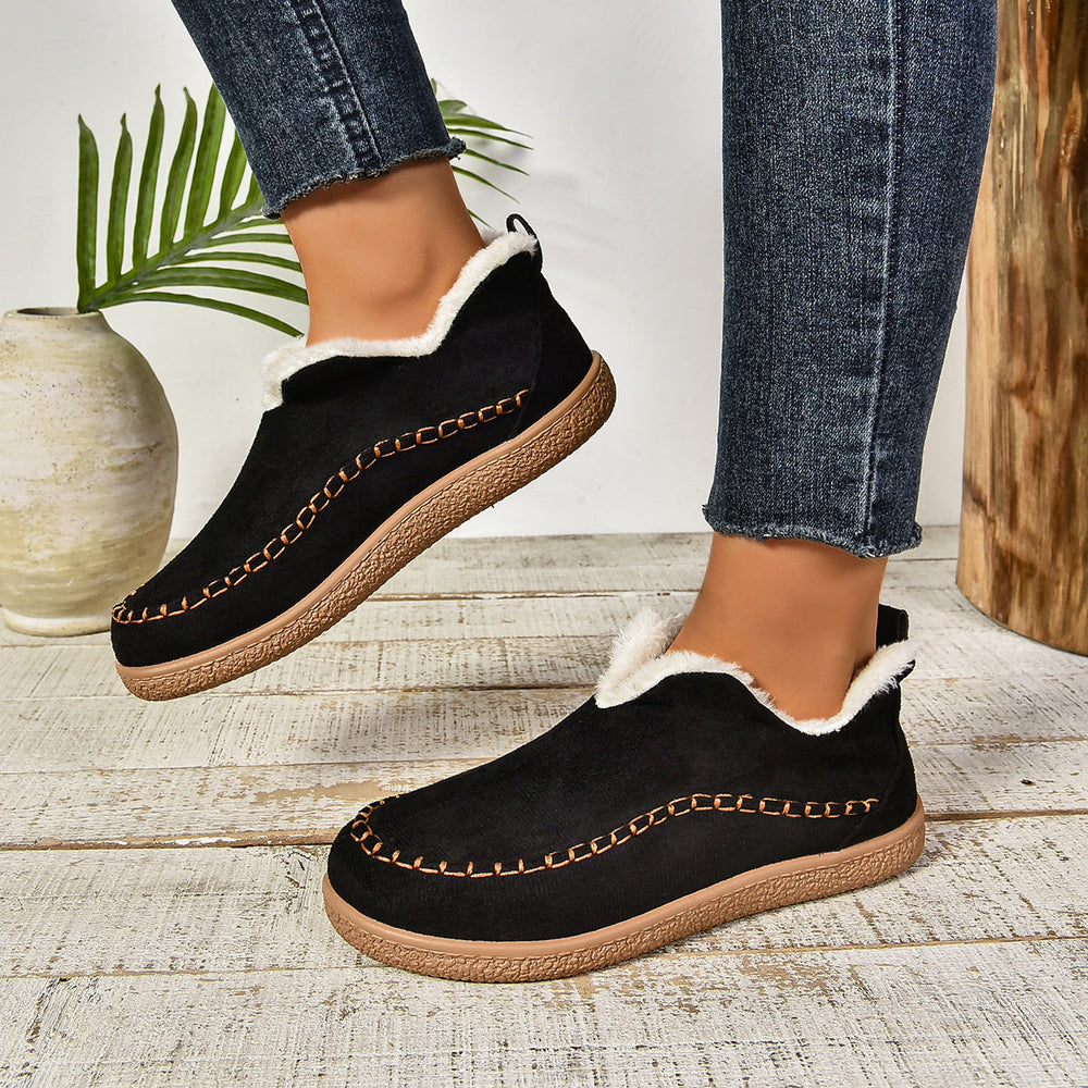 Cushioned Faux Fur-Lined Moc Ankle Booties