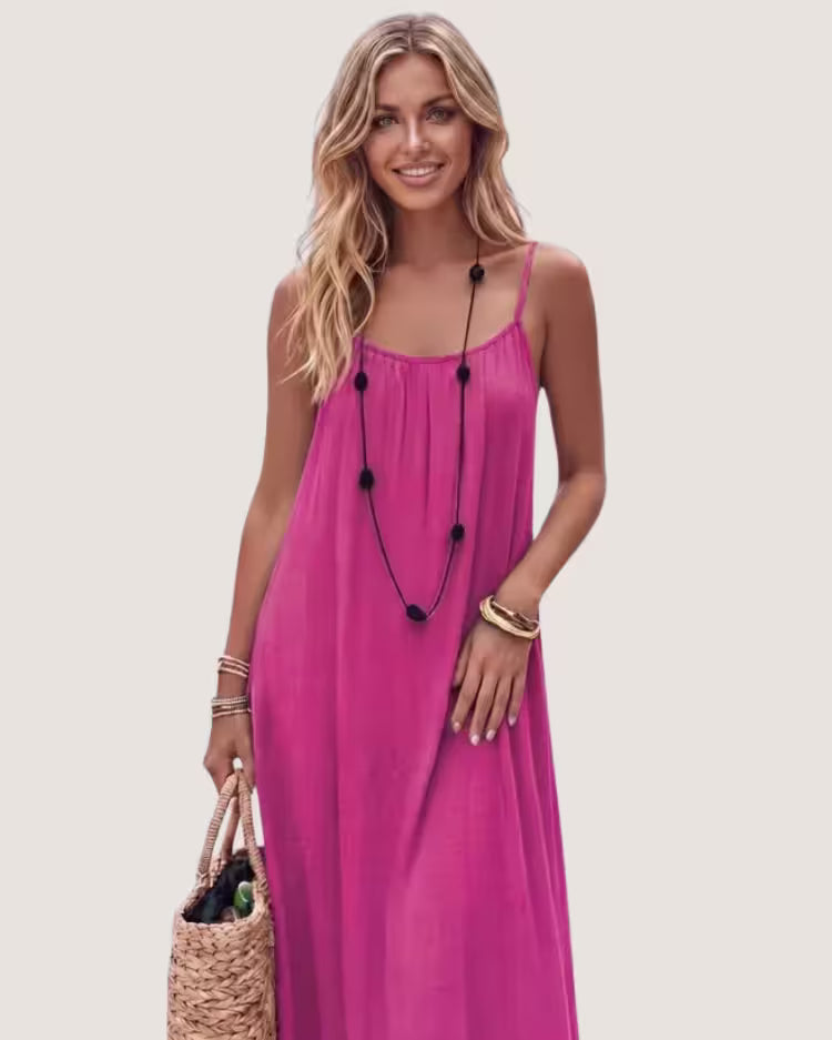 Open-Back Crinkle Maxi Sundress