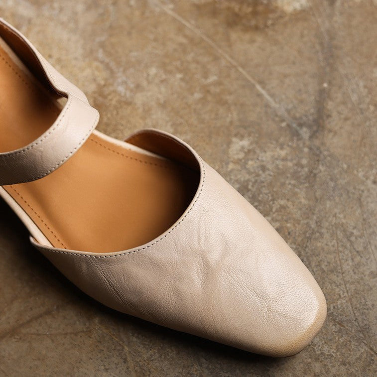 Square-Toe Instep Strap Mules