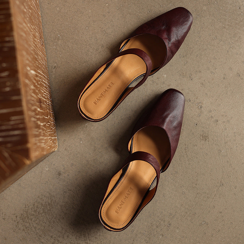 Square-Toe Instep Strap Mules