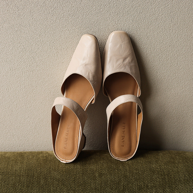 Square-Toe Instep Strap Mules