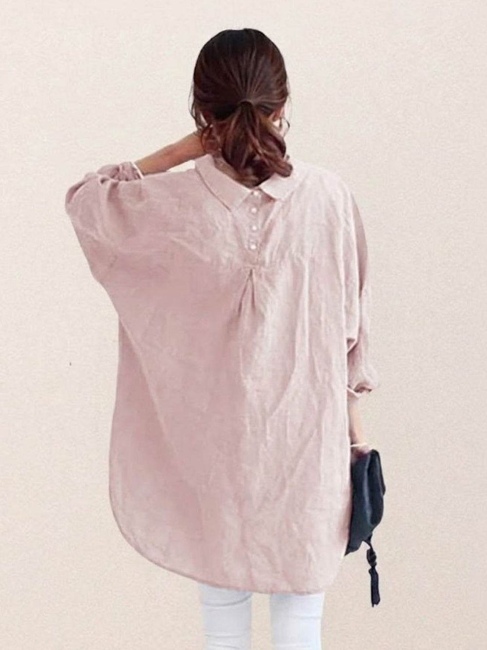 Oversized Linen-Look Boyfriend Shirt