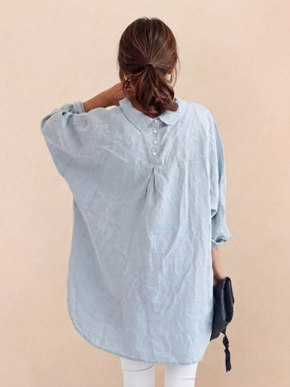 Oversized Linen-Look Boyfriend Shirt