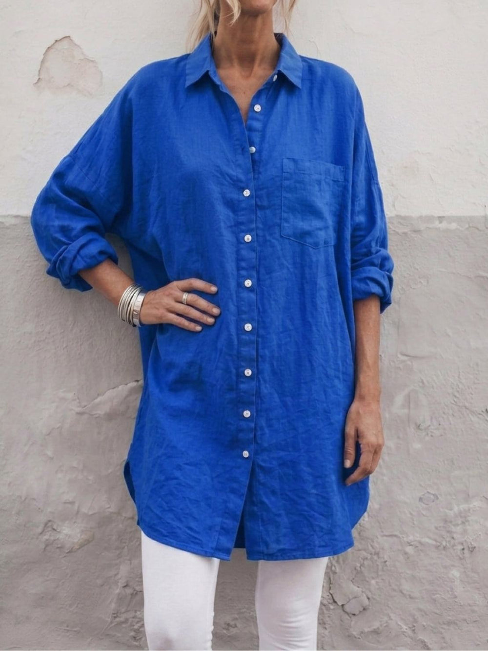 Oversized Linen-Look Boyfriend Shirt