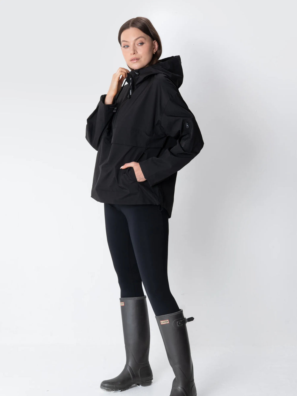 Relaxed Half-Zip Rain Anorak Hoodie