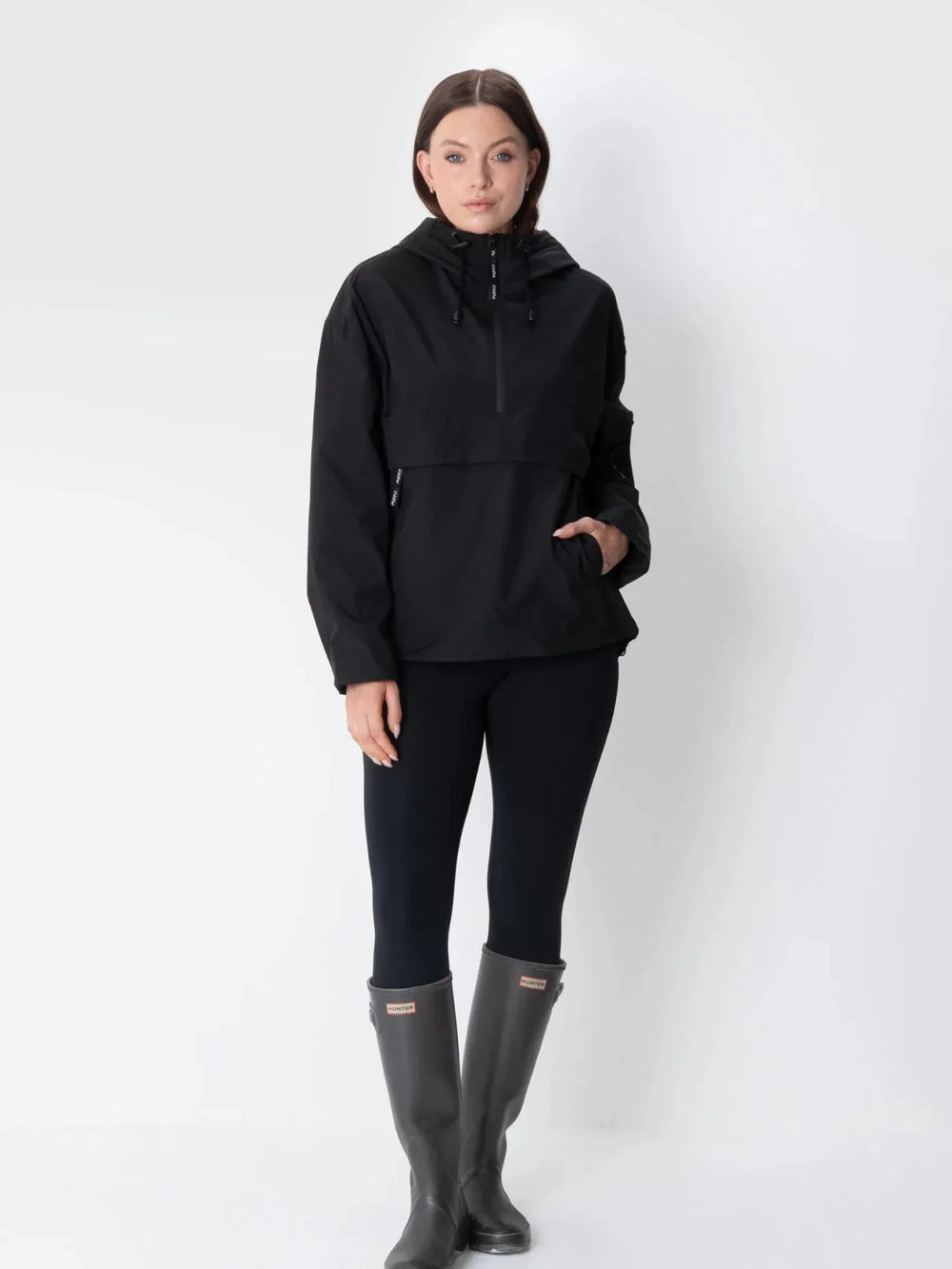 Relaxed Half-Zip Rain Anorak Hoodie