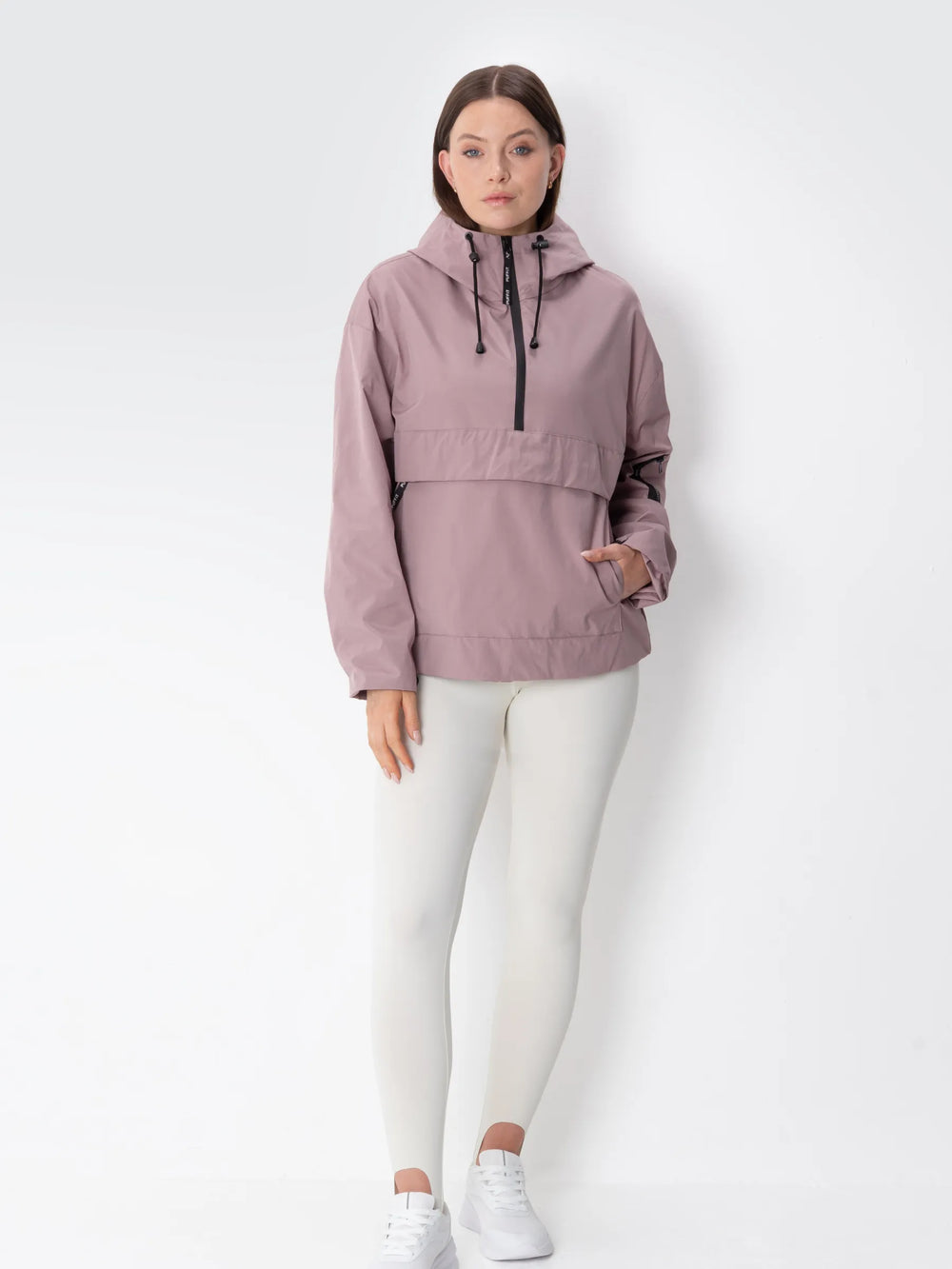 Relaxed Half-Zip Rain Anorak Hoodie