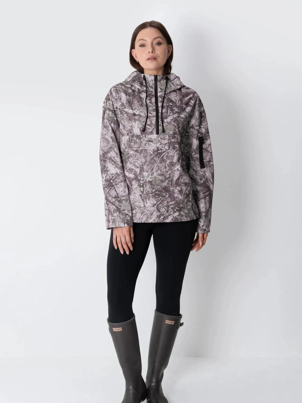 Relaxed Half-Zip Rain Anorak Hoodie
