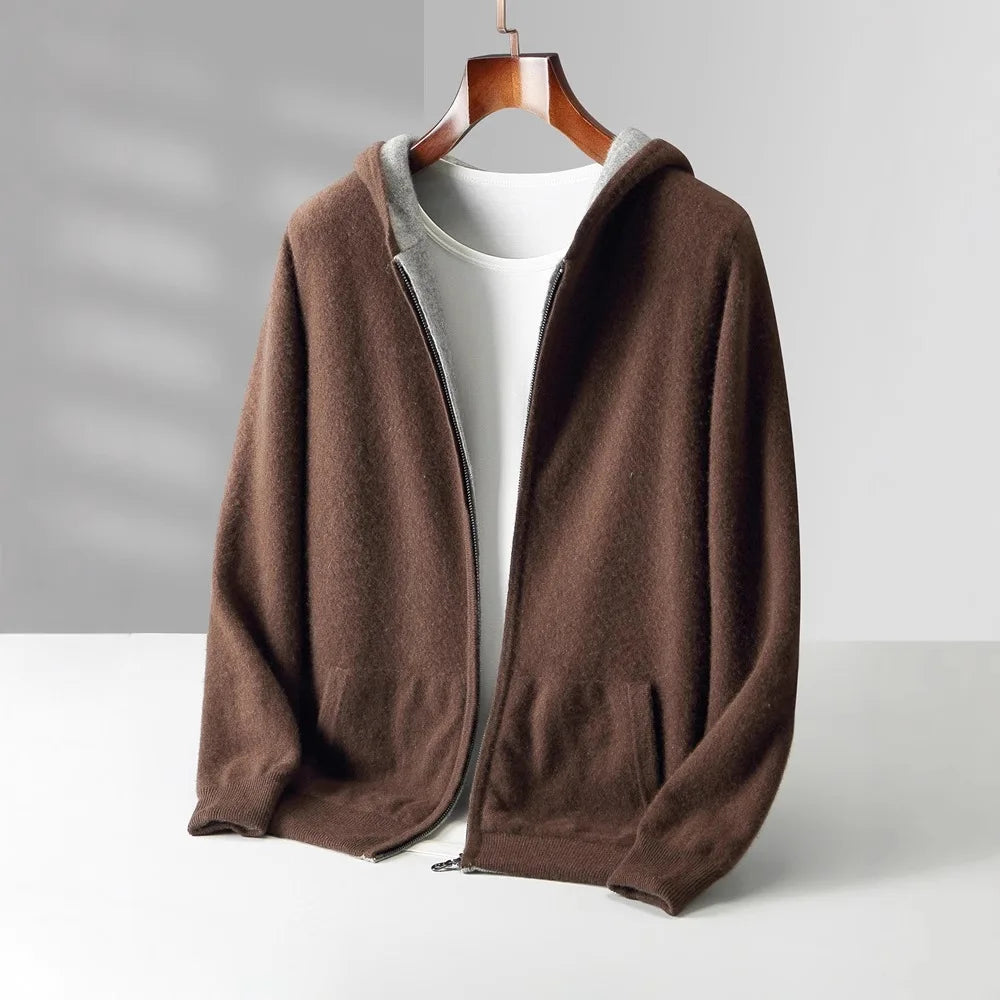Men's Reversible Cashmere-Touch Zip Hoodie