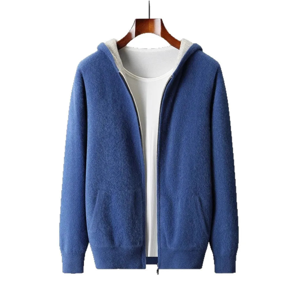 Men's Reversible Cashmere-Touch Zip Hoodie