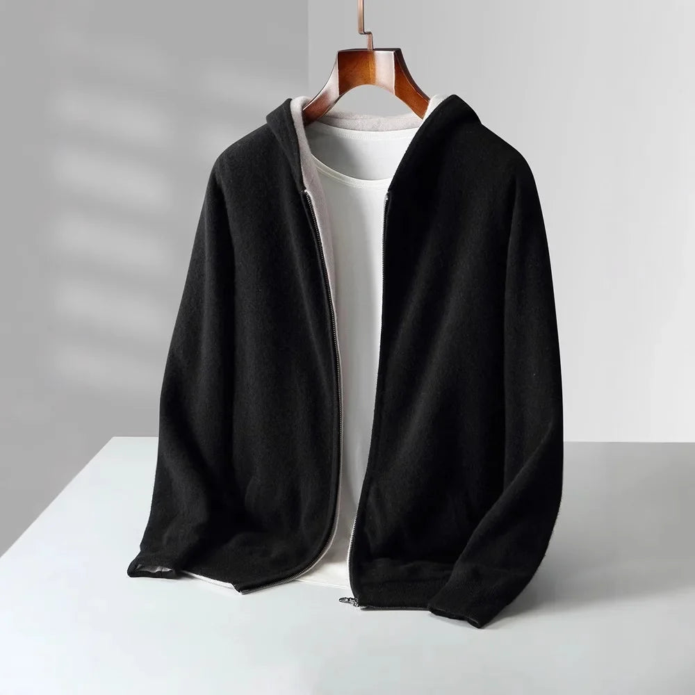 Men's Reversible Cashmere-Touch Zip Hoodie