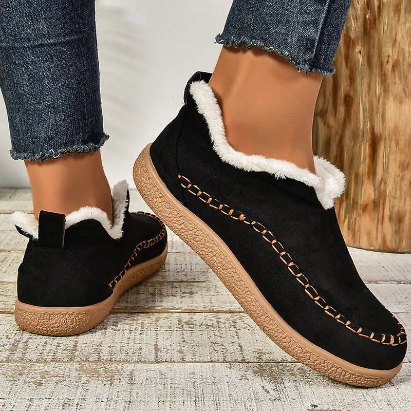Cushioned Faux Fur-Lined Moc Ankle Booties