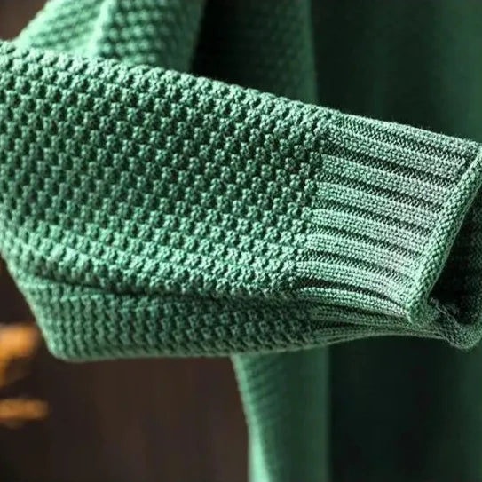 Relaxed Mock Neck Textured Knit Sweater
