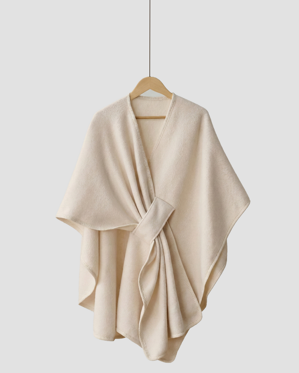 Knotted-Front Fleece Drape Shawl