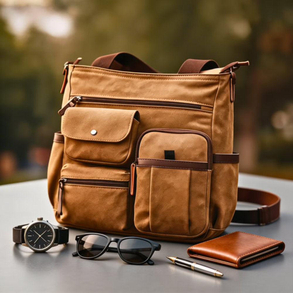 Men's Canvas Multi-Pocket Messenger Bag