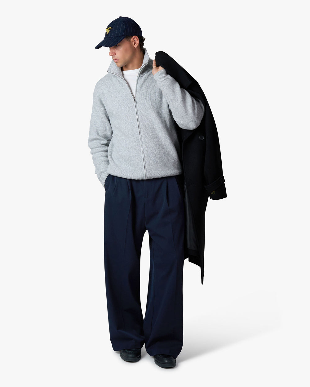 Men's Zip-Up Funnel Neck Knit Cardigan