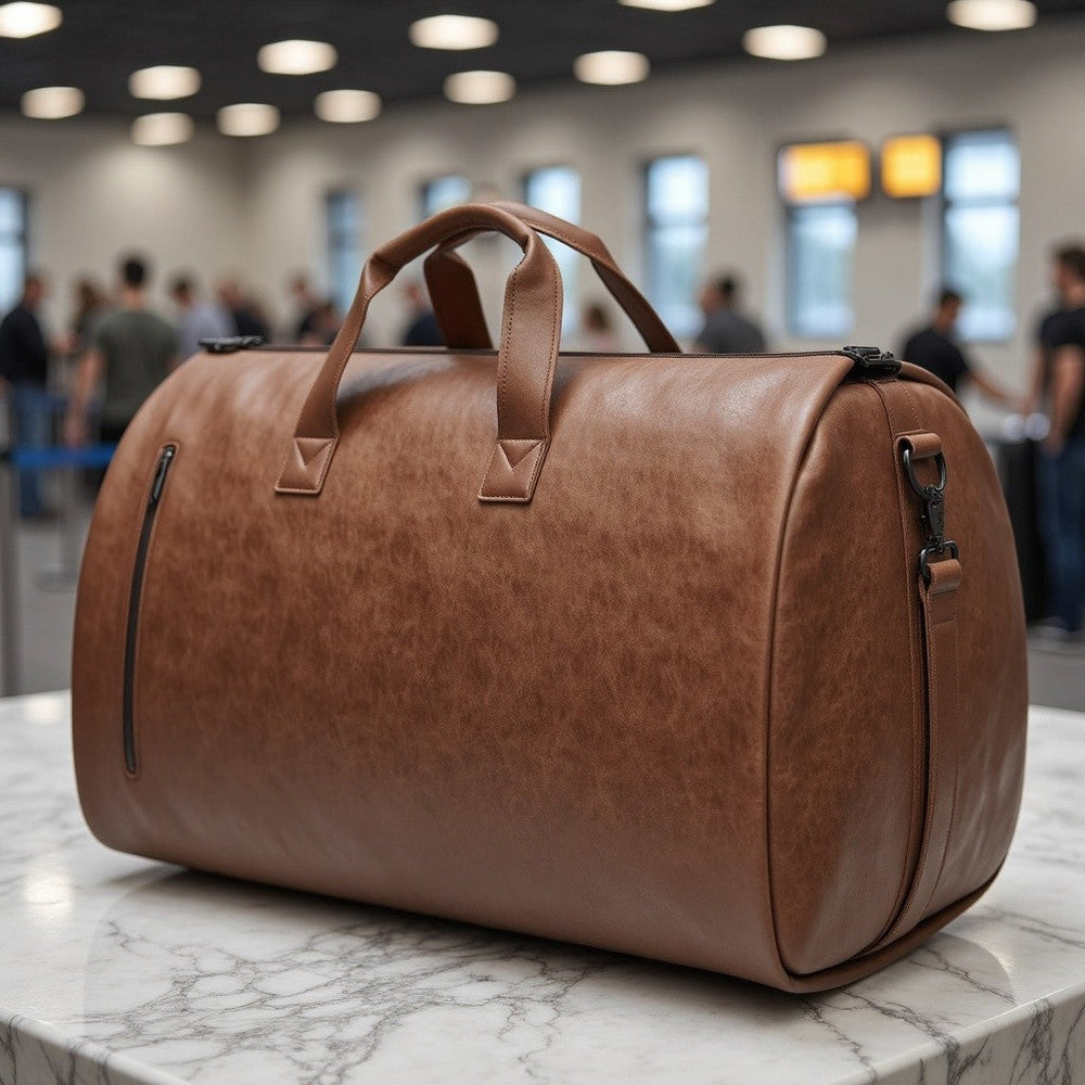 Men's Vegan Leather Weekender Duffel Bag