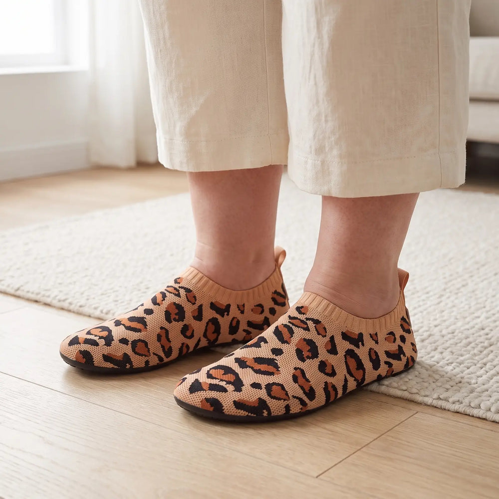 Knit Sock Slippers with Non-Slip Sole