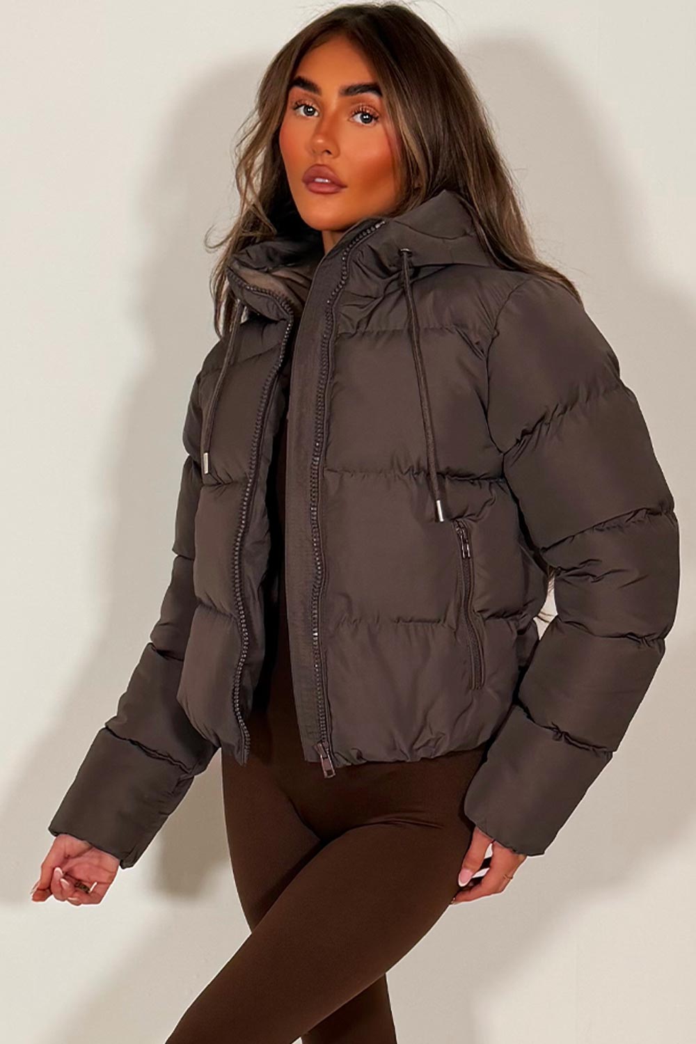 Cropped Hooded Puffer Jacket