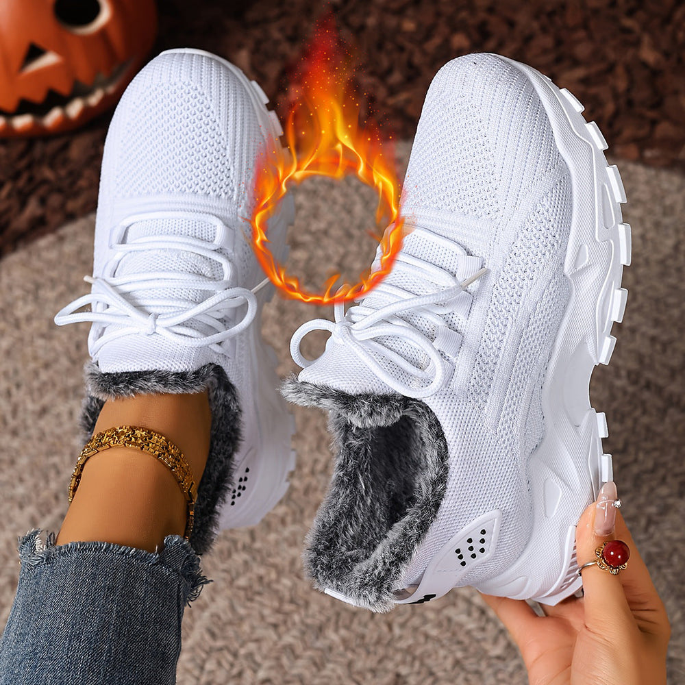 Plush-Lined Knit Sneaker Snow Boots