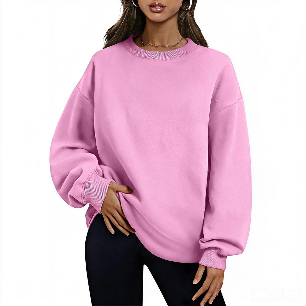 Fleece-Lined Oversized Crewneck Sweatshirt