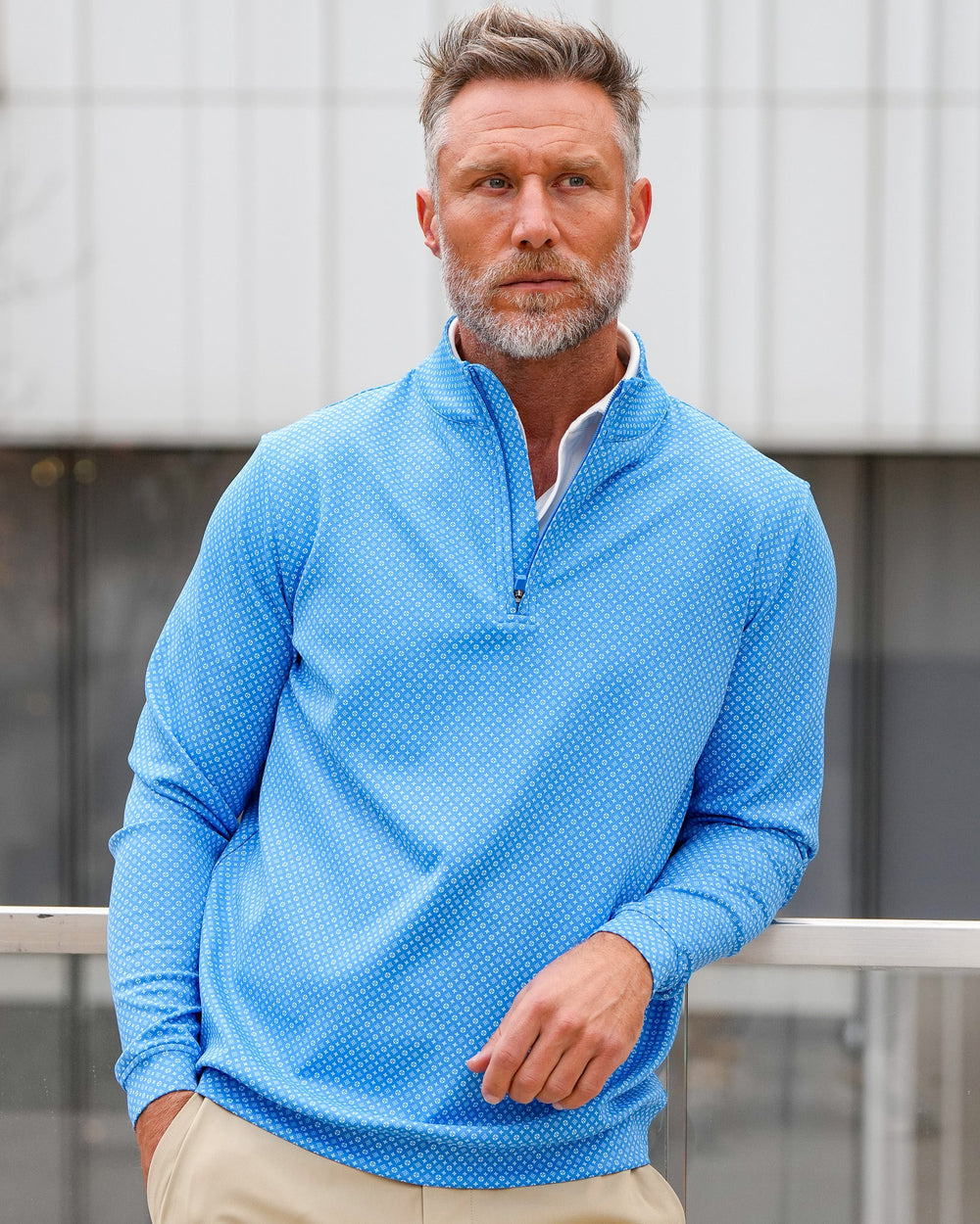Men's Textured Stretch Quarter-Zip Pullover