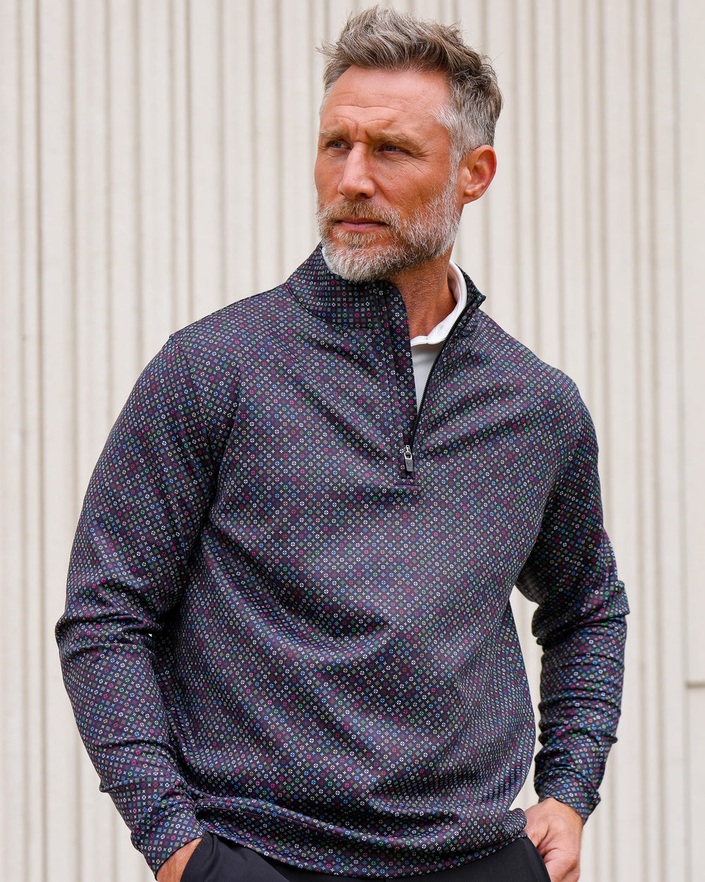 Men's Textured Stretch Quarter-Zip Pullover