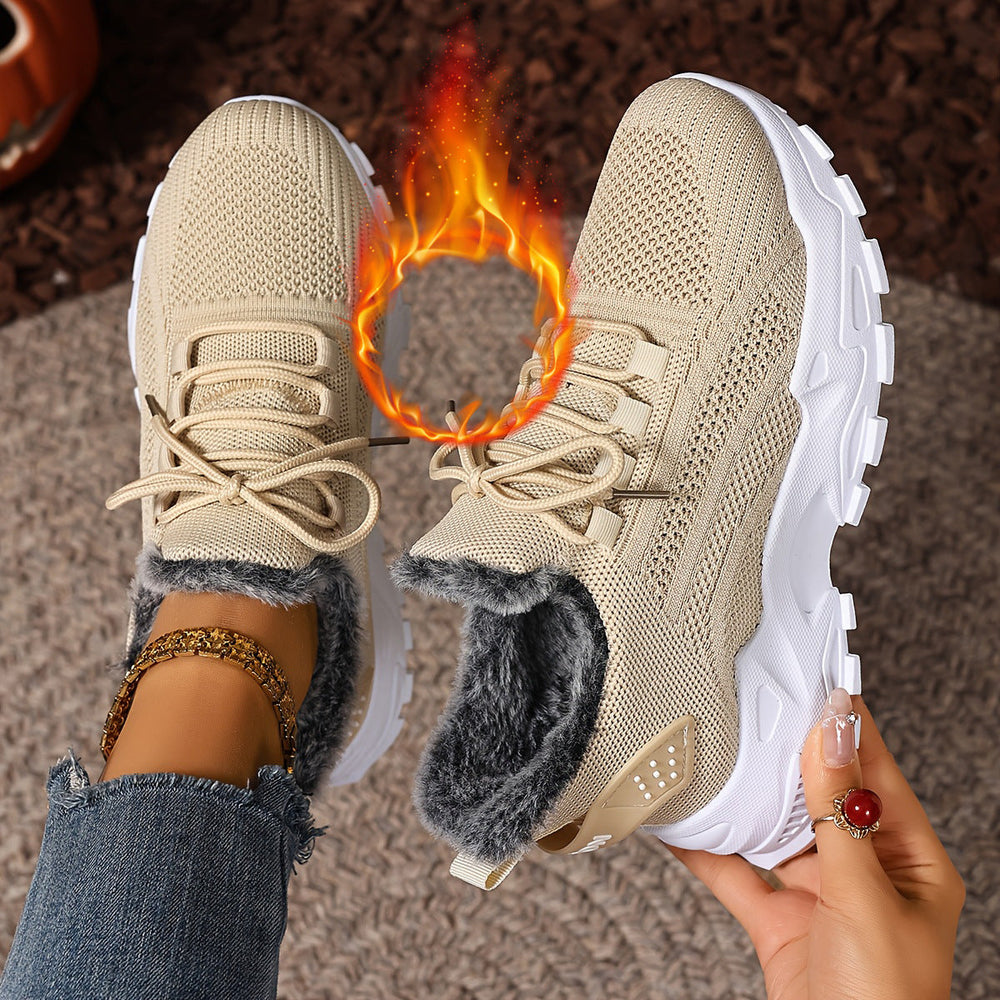 Plush-Lined Knit Sneaker Snow Boots