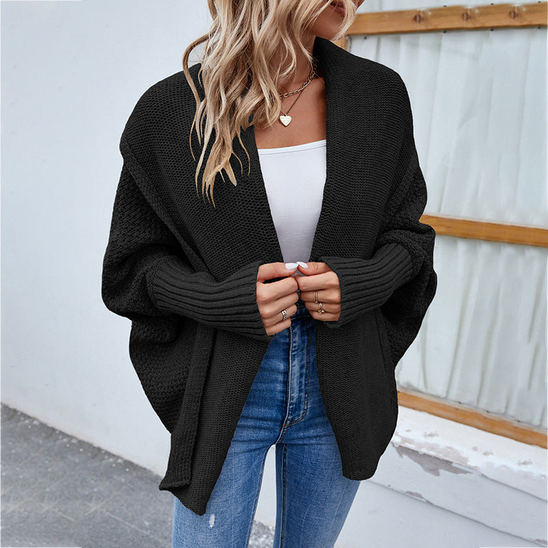 Batwing Shawl-Collar Cocoon Cardigan
