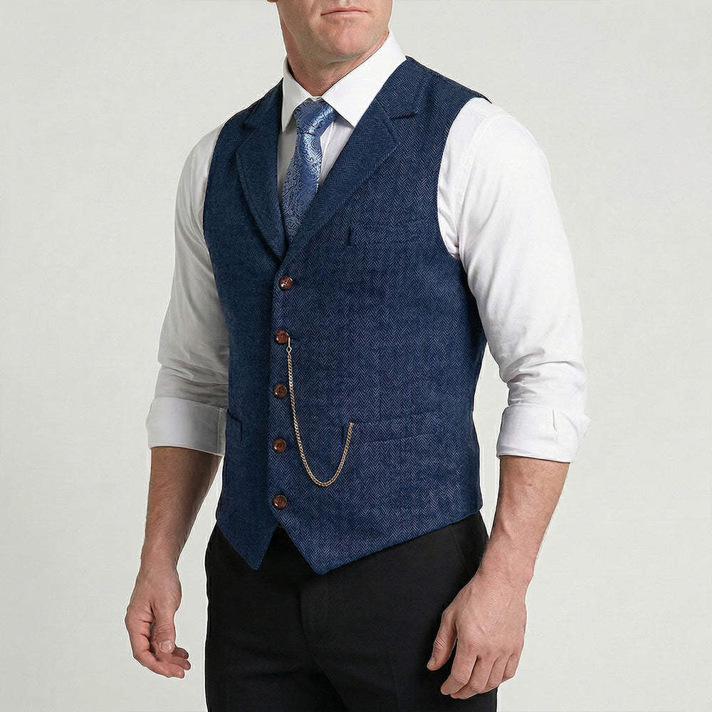 Men's Herringbone Tweed-Style Waistcoat