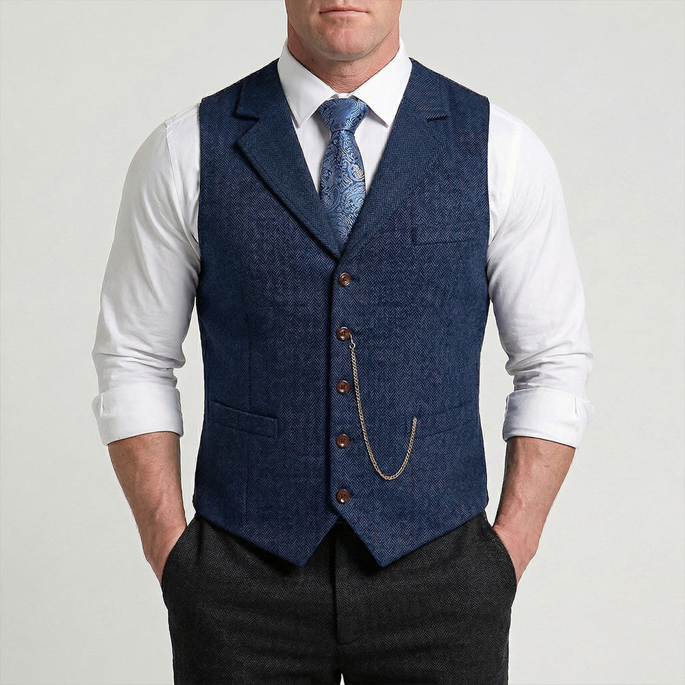 Men's Herringbone Tweed-Style Waistcoat